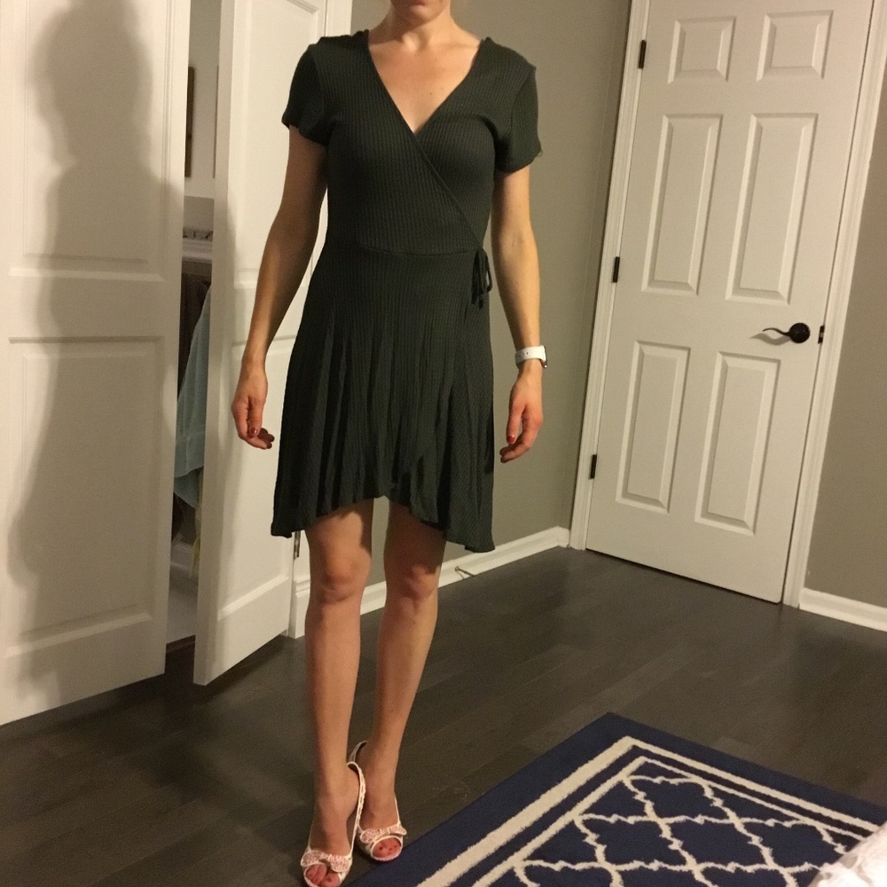 Waffle knit wrap dress